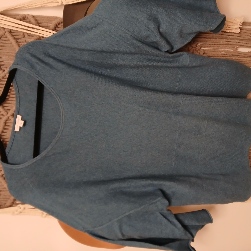 Women's KIMONO style With Pockets Blue Cotton/cashmere Blend Sweater